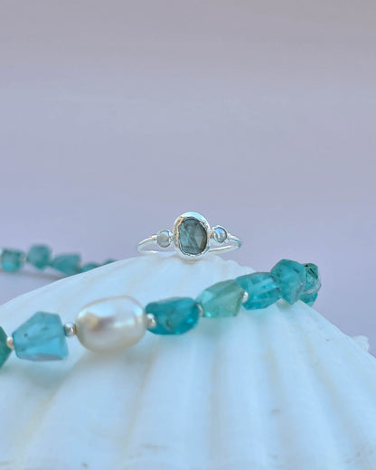 Bague fine Kyanite & Perle