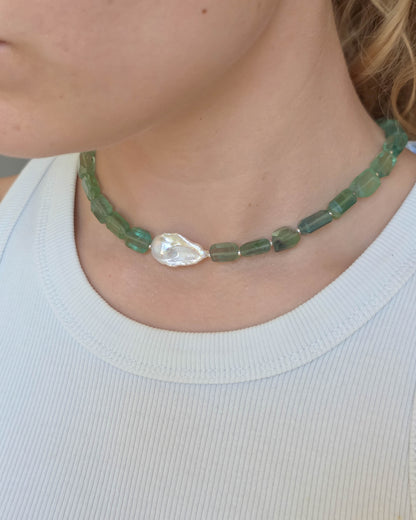 Collier fluorite & perle irrégulière