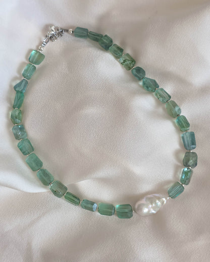 Collier fluorite & perle irrégulière