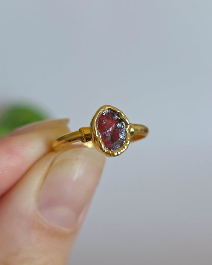 Bague grenat rouge, T53