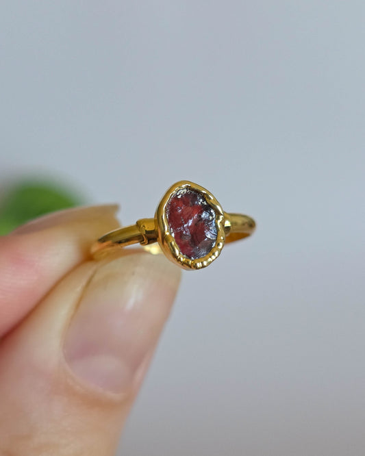 Bague grenat rouge, T53