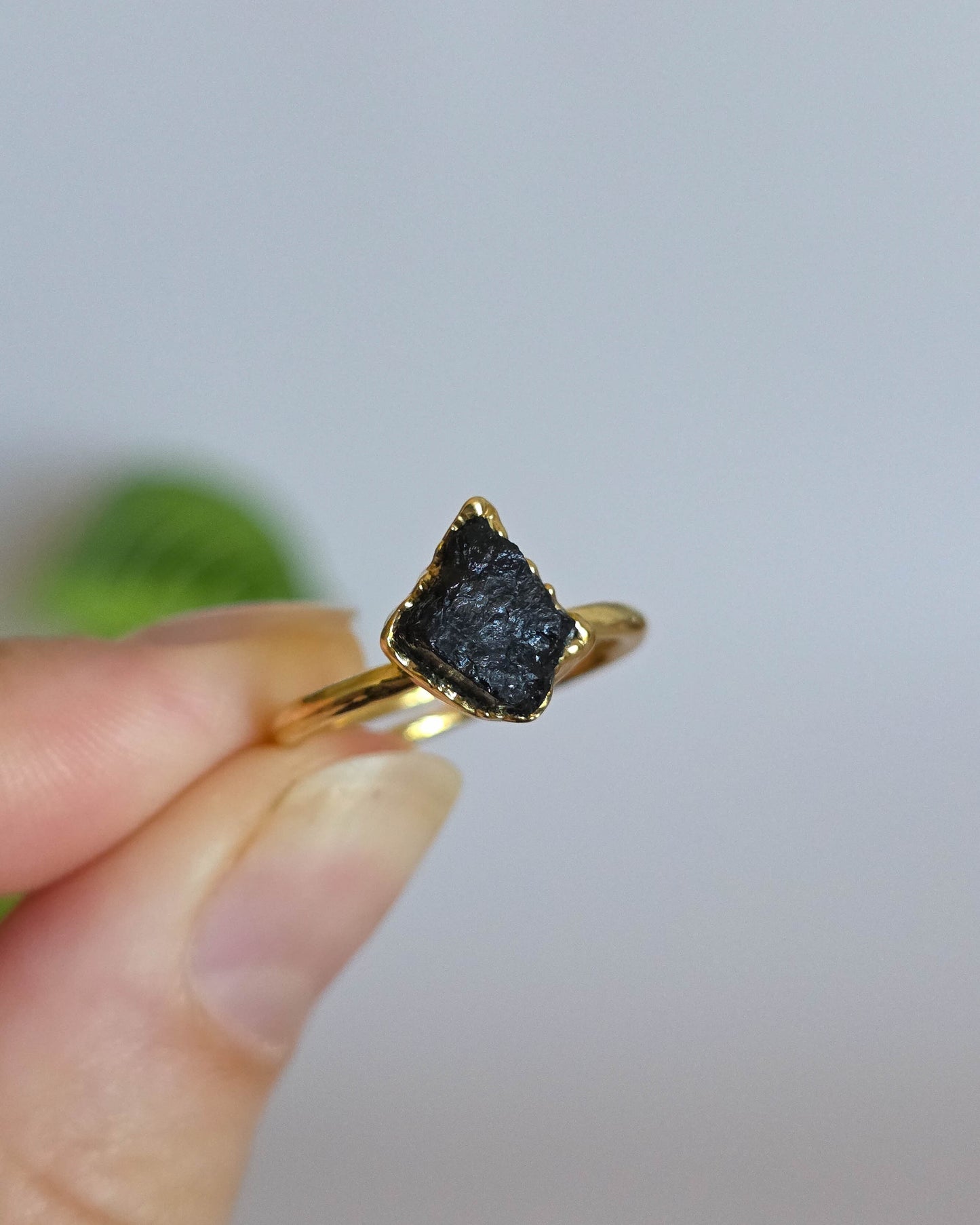 Bague Tourmaline noire, réglable T52-54