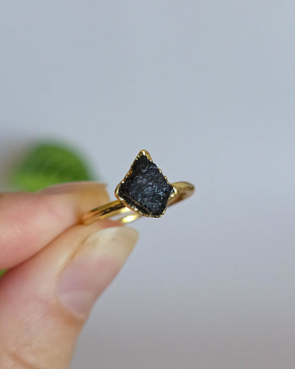 Bague Tourmaline noire, réglable T52-54