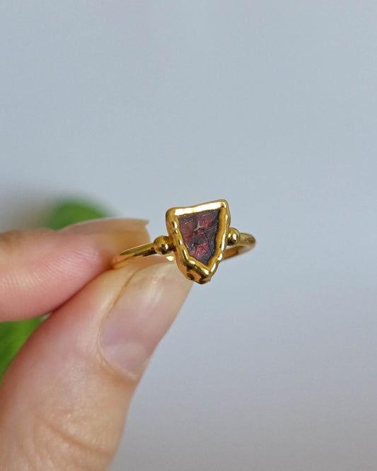 Bague grenat rouge, réglable T54-56