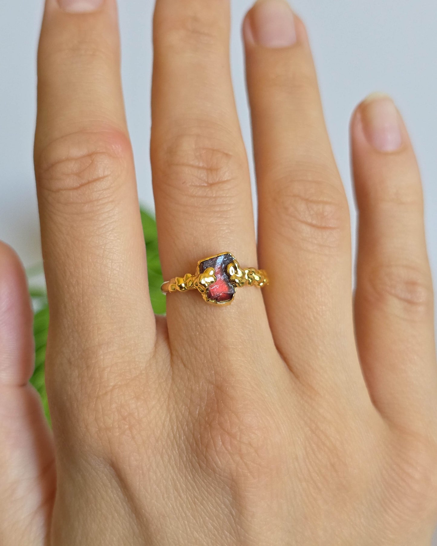 Bague Grenat rouge, réglable T54-56