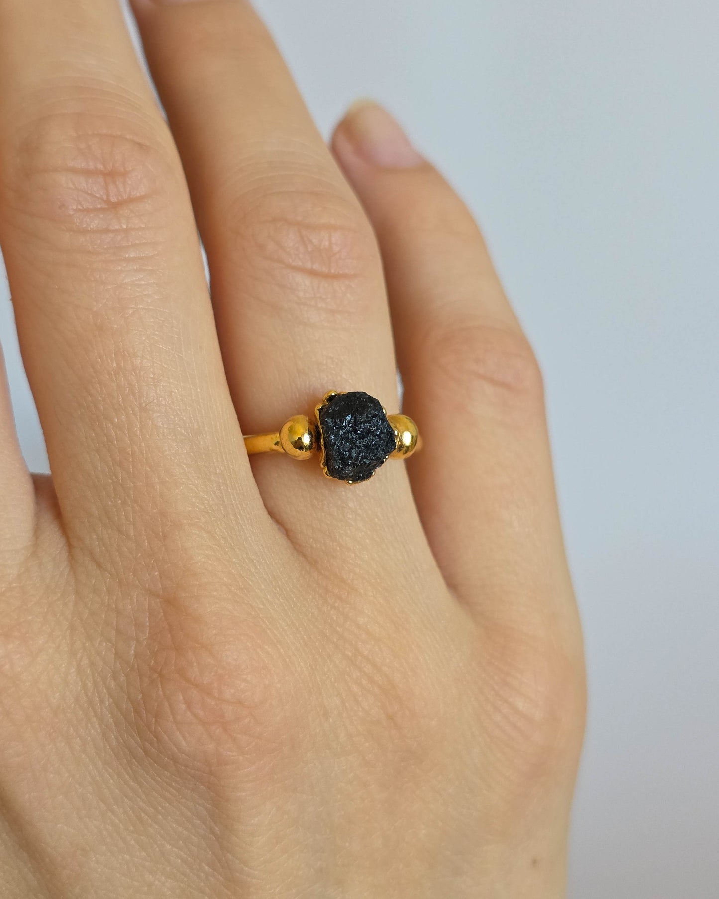 Bague Tourmaline noire, réglable T51-53