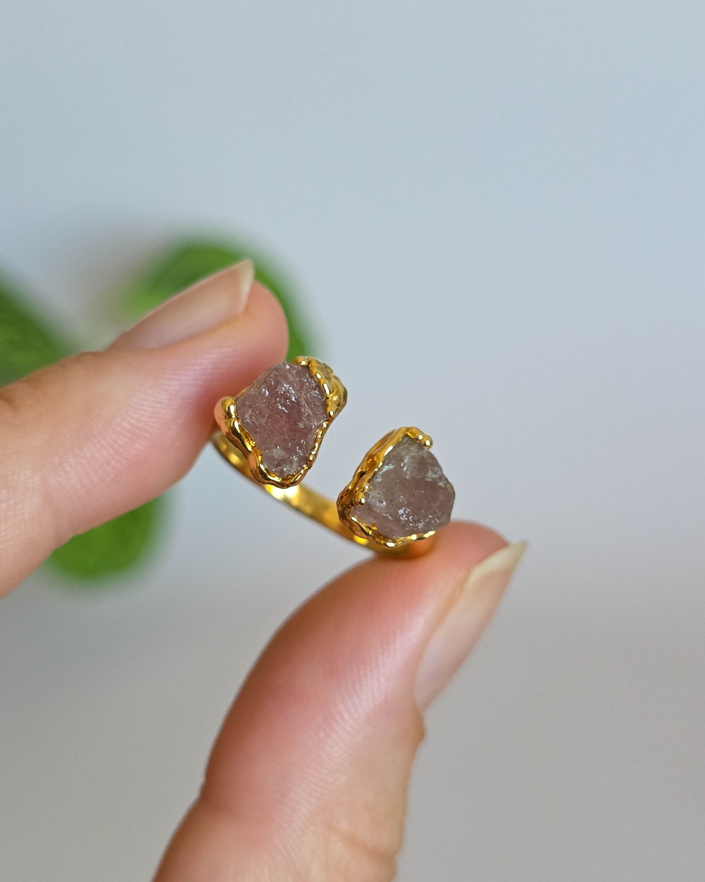 Bague Quartz fraise, réglable T54-56