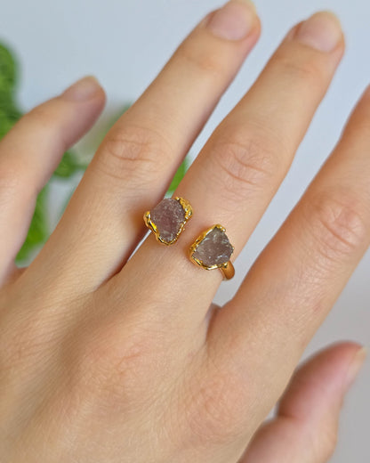 Bague Quartz fraise, réglable T54-56