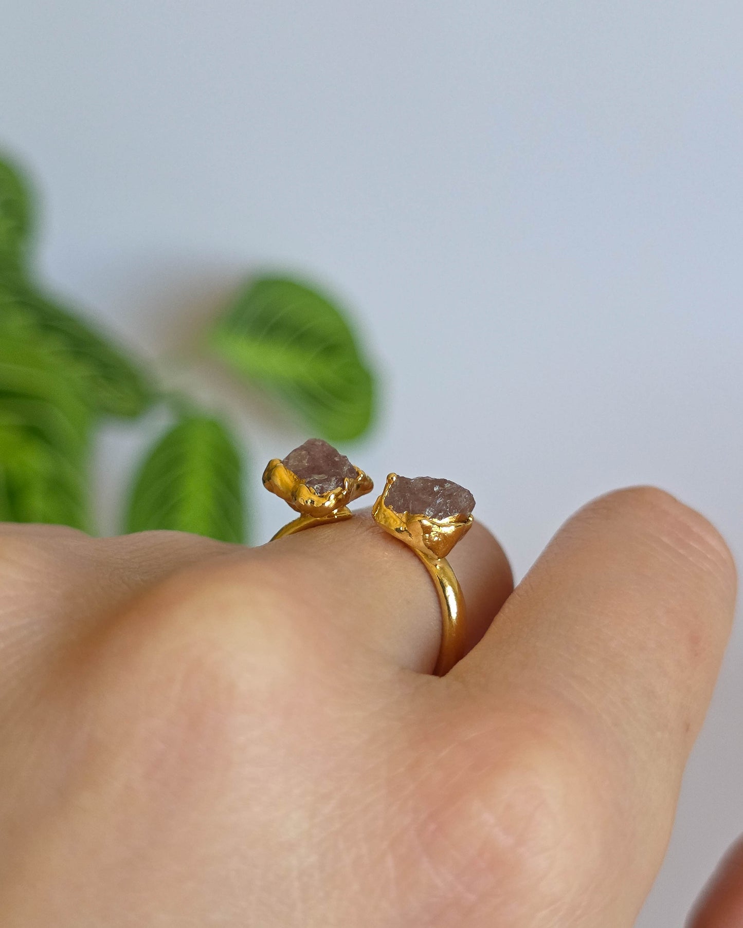 Bague Quartz fraise, réglable T54-56