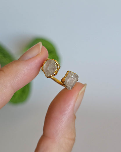 Bague quartz rose, réglable T50-52