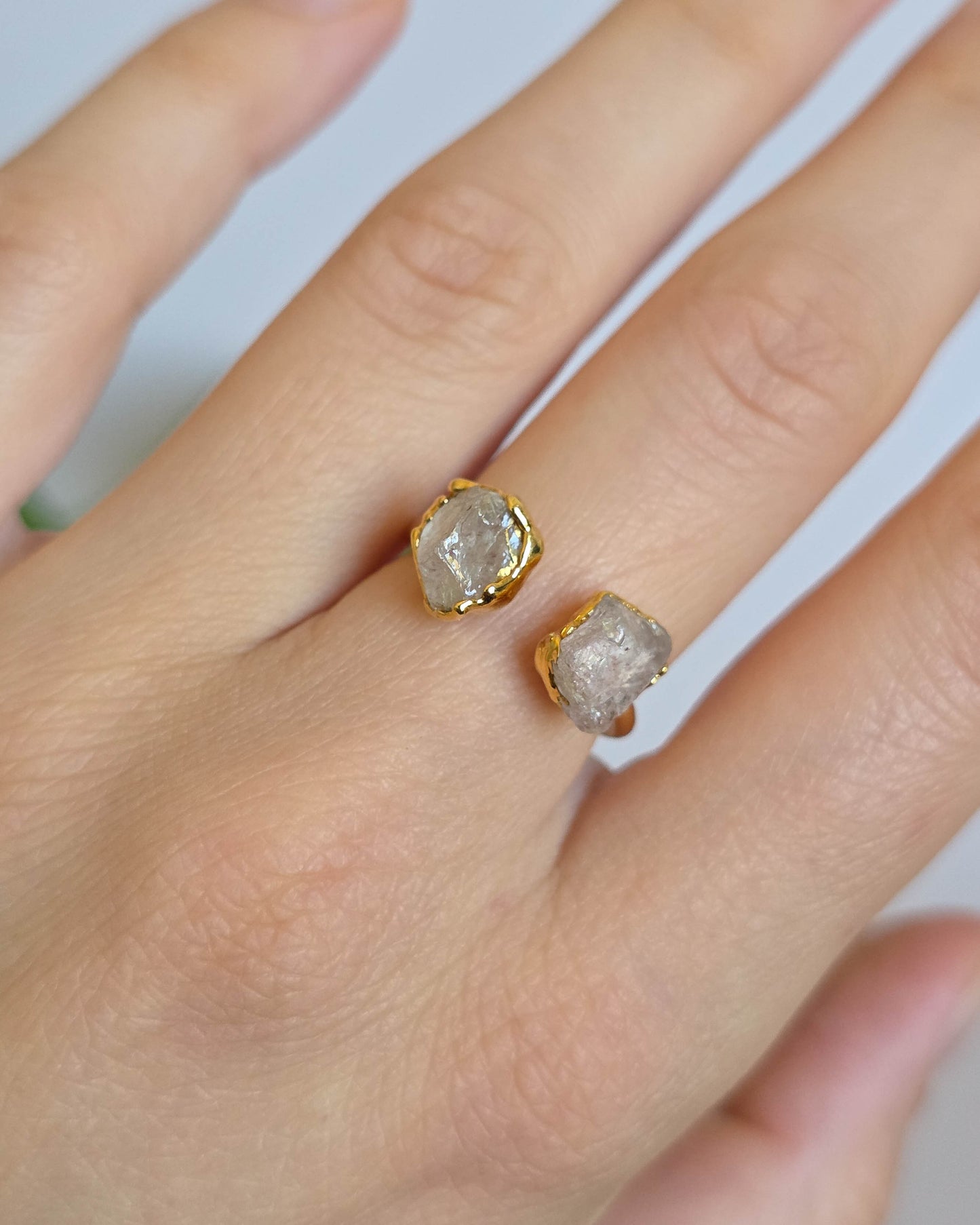 Bague quartz rose, réglable T50-52