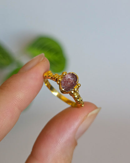 Bague quartz fraise, T52