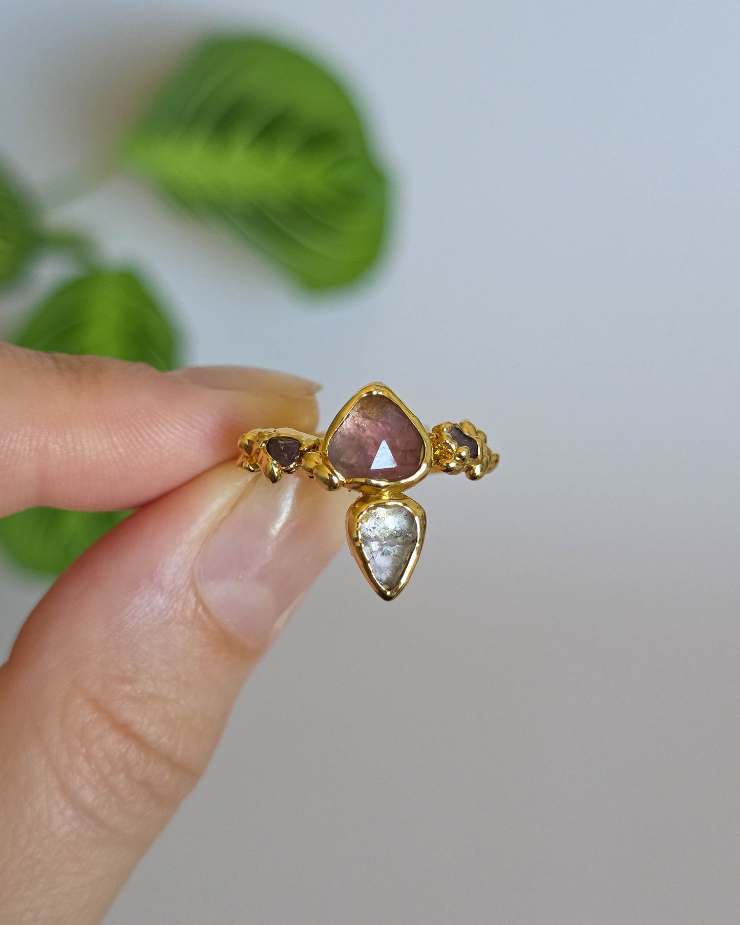 Bague Tourmaline rose, réglable T52-54