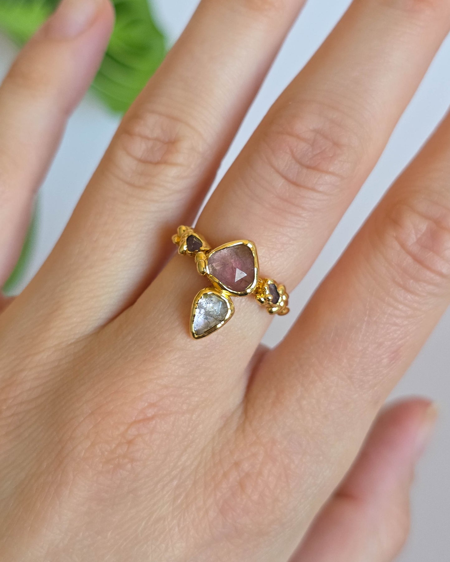 Bague Tourmaline rose, réglable T52-54
