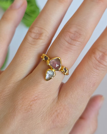 Bague Tourmaline rose, réglable T52-54