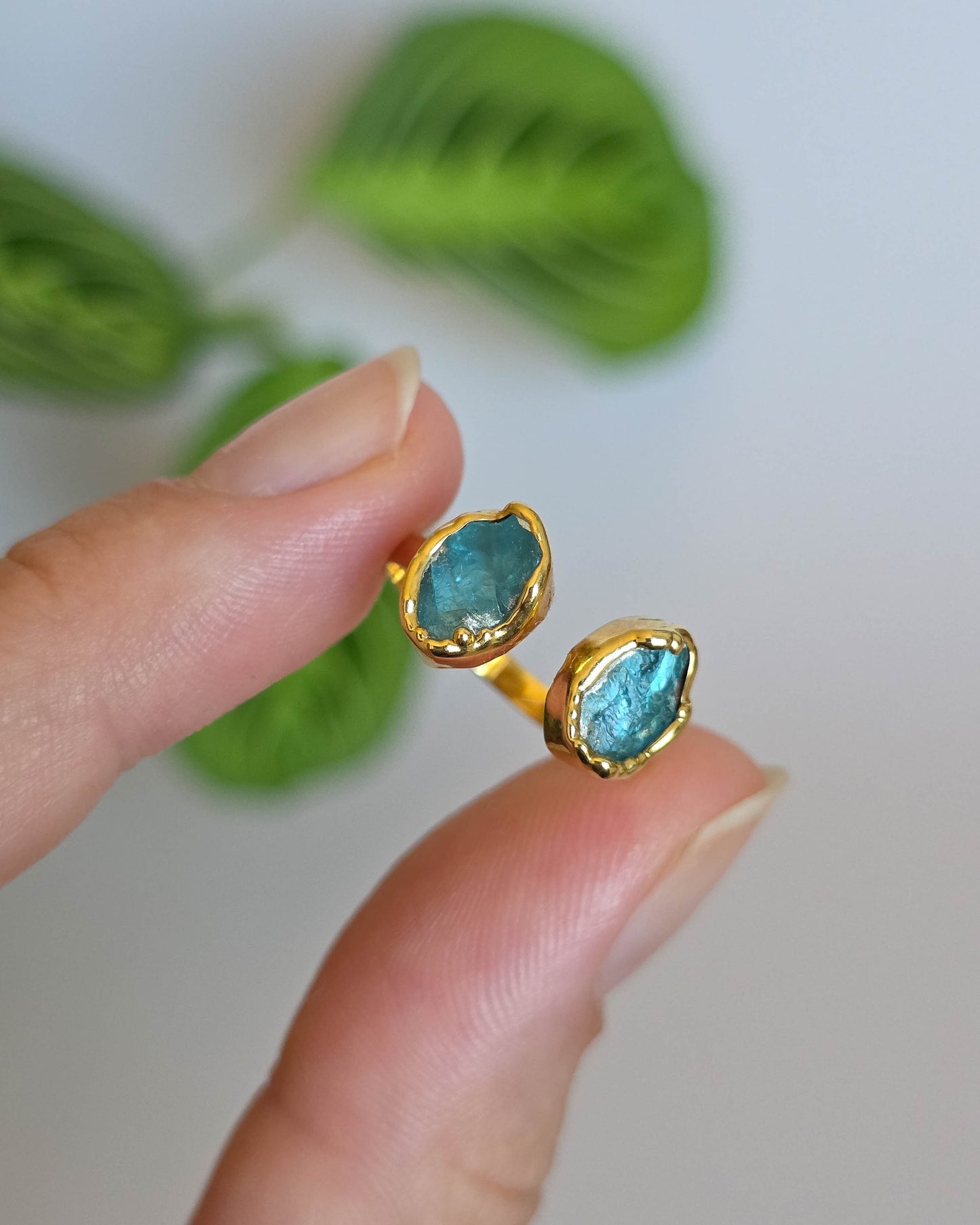 Bague Apatite claire, réglable T51-53
