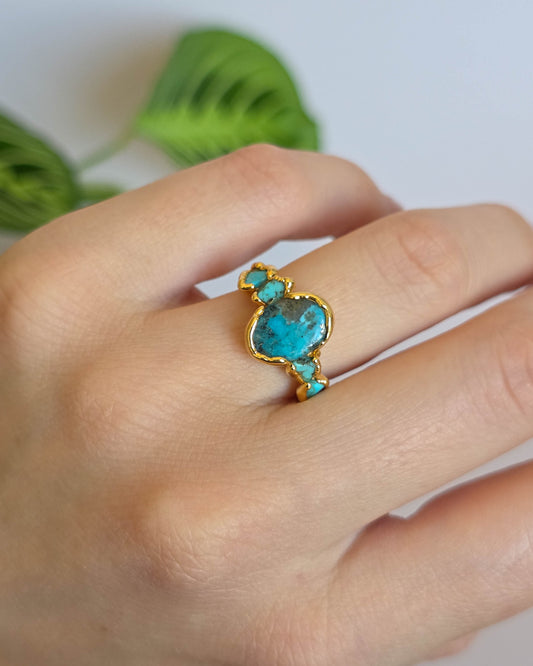 Bague turquoise réglable T51-53