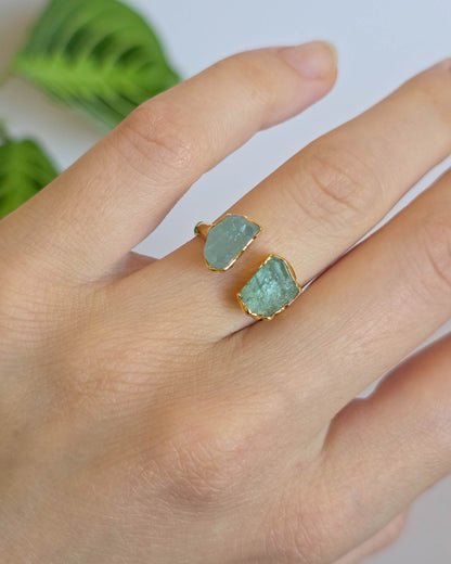 Bague Aigue Marine, réglable T 53-55