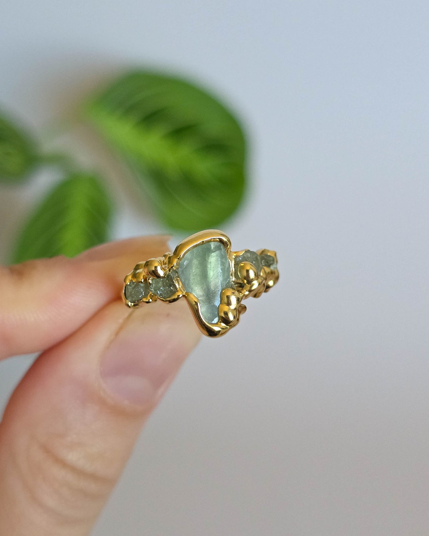 Bague Fluorite verte, réglable T53-55