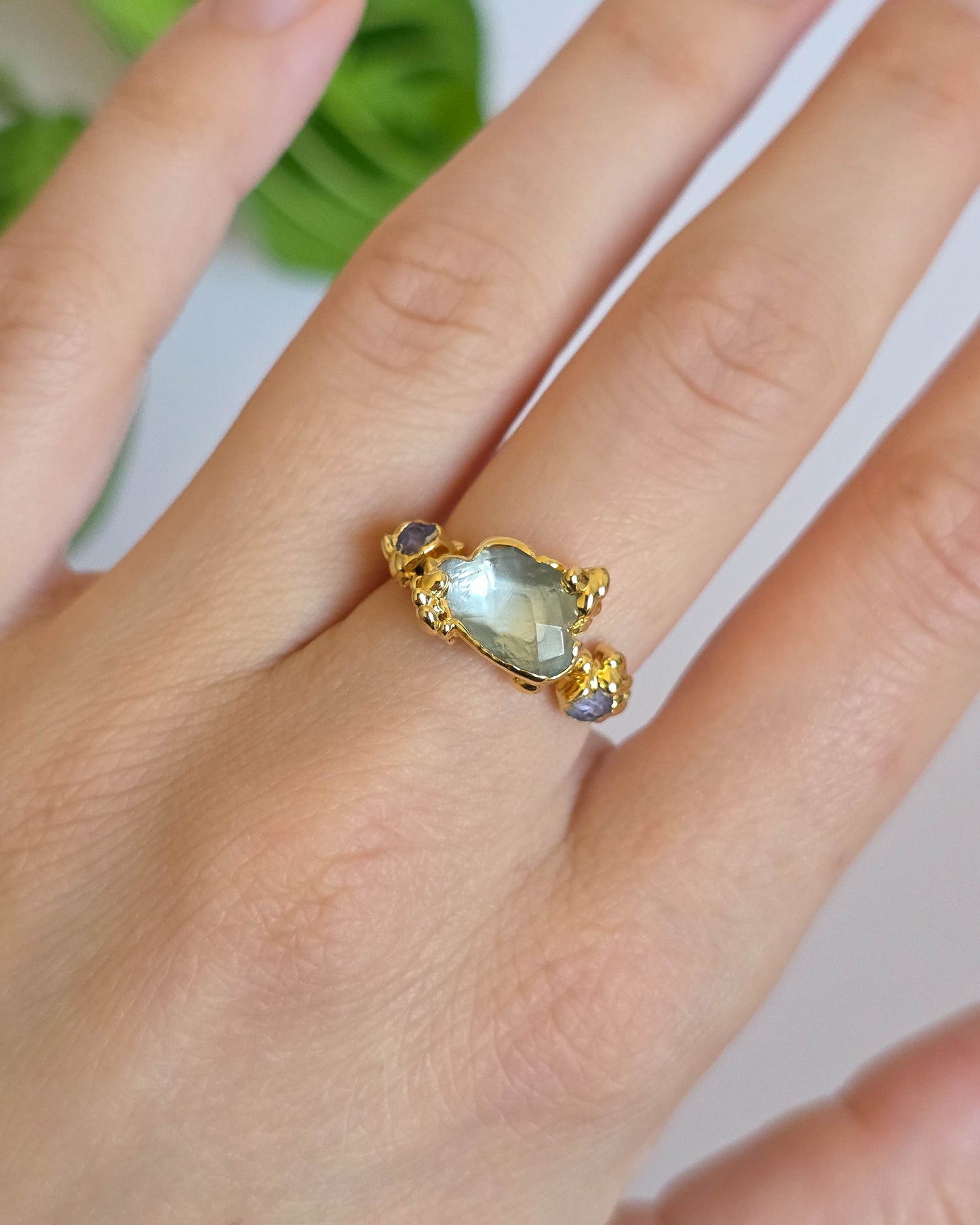 Bague améthyste verte, T53