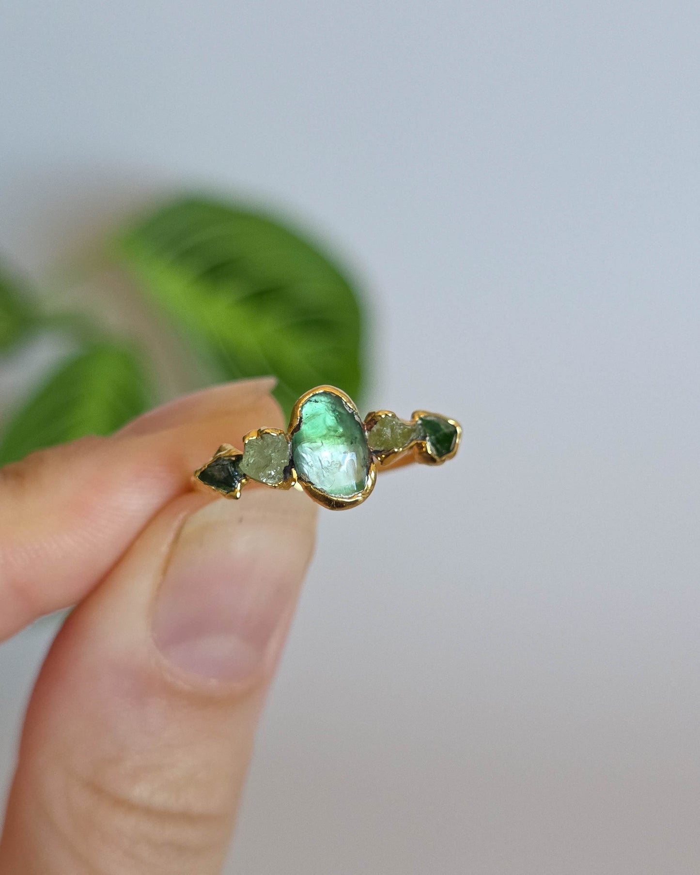 Bague Tourmaline verte, réglable T52-54