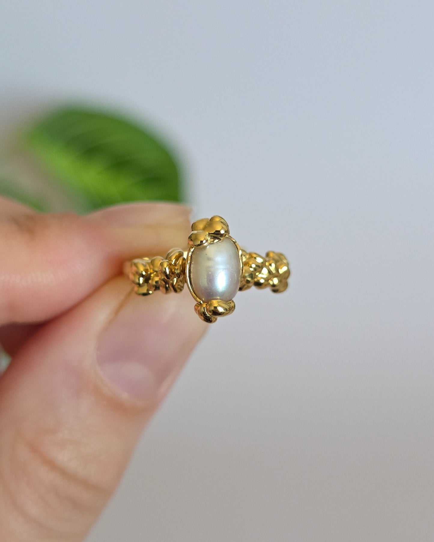Bague perle, réglable T51-53