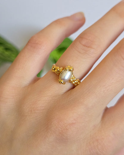 Bague perle, réglable T51-53