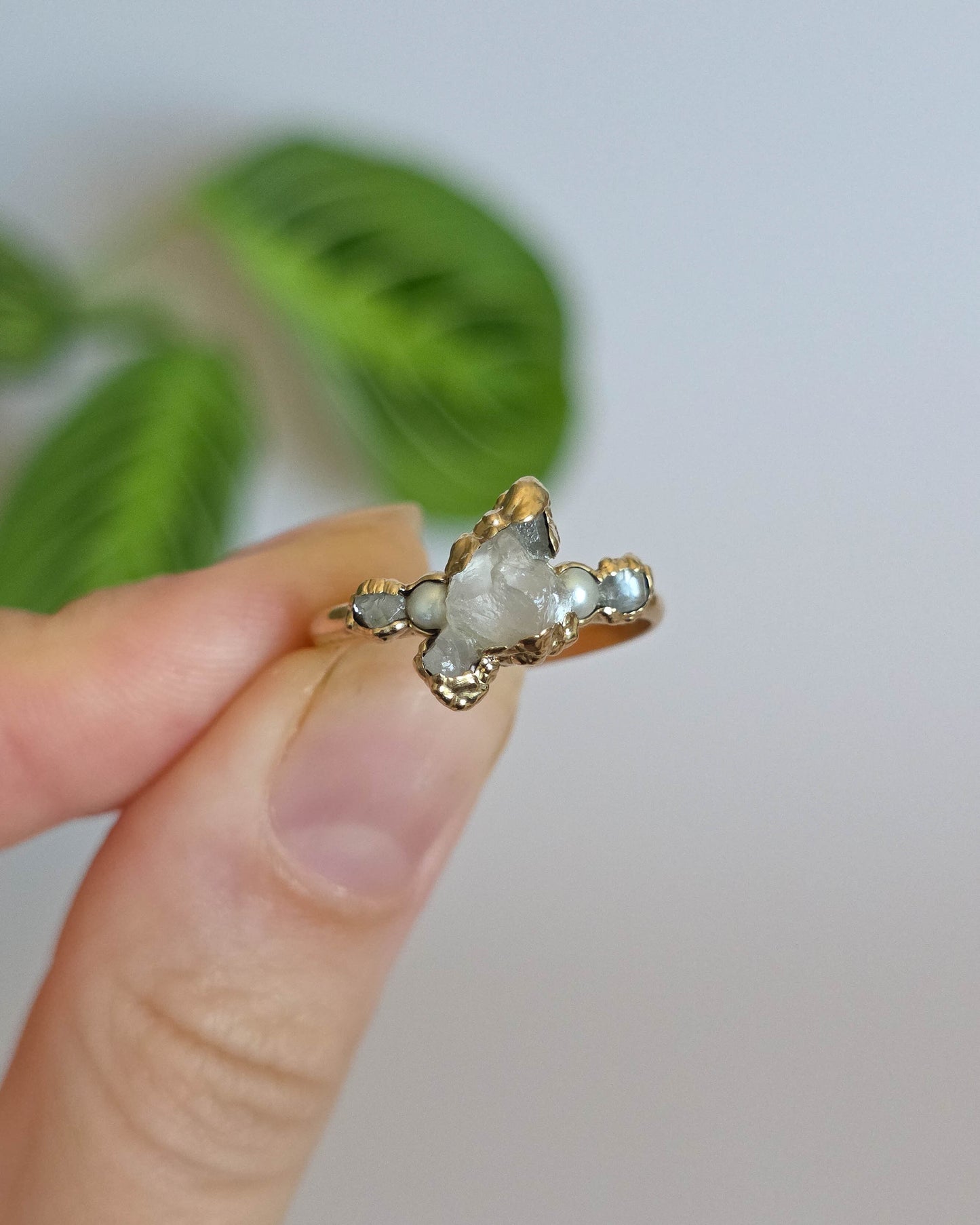 Bague quartz rose, réglable T55-57