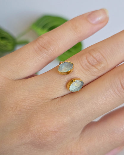 Bague pierre de lune, réglable T52-54