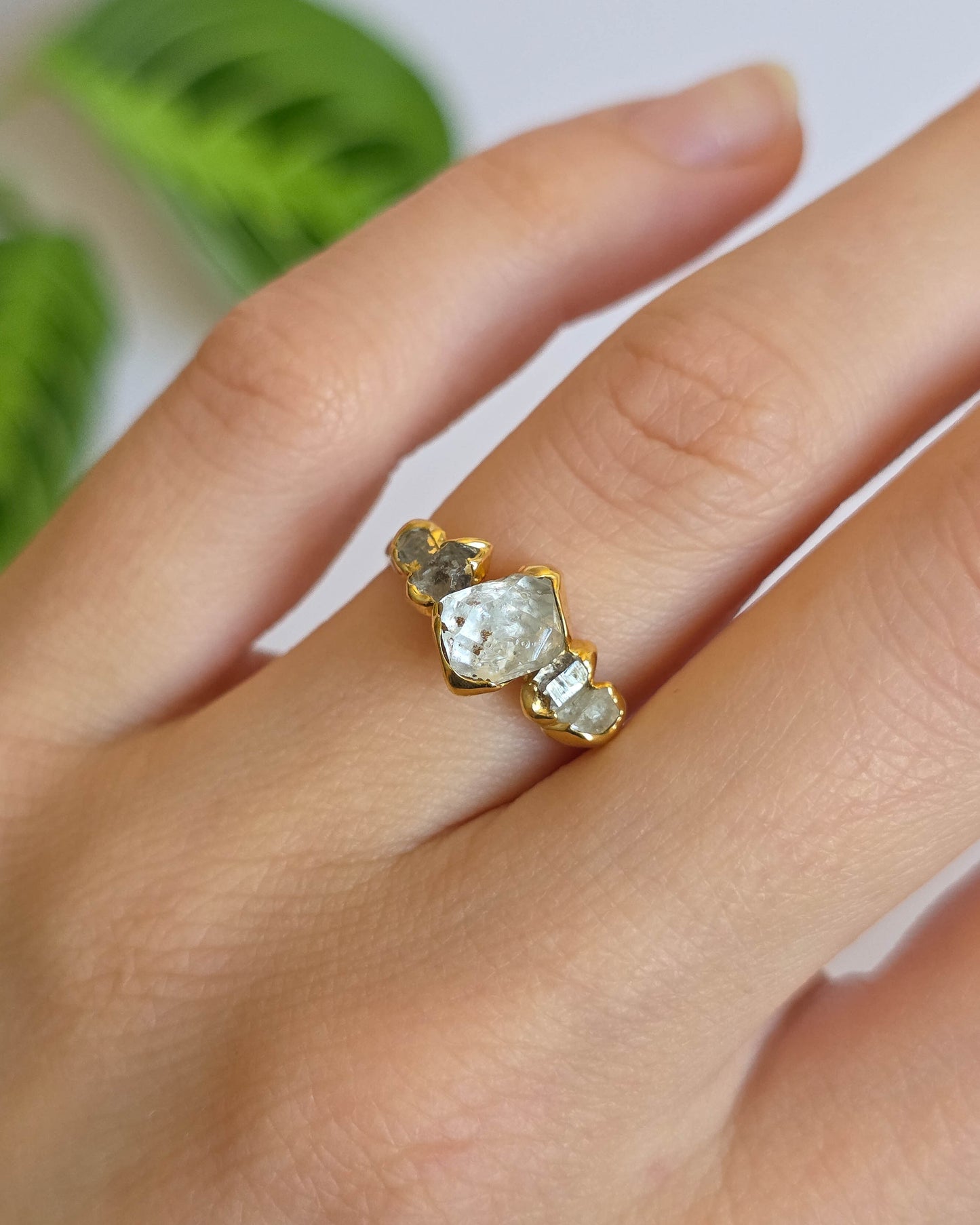 Bague diamant herkimer, réglable T53-55