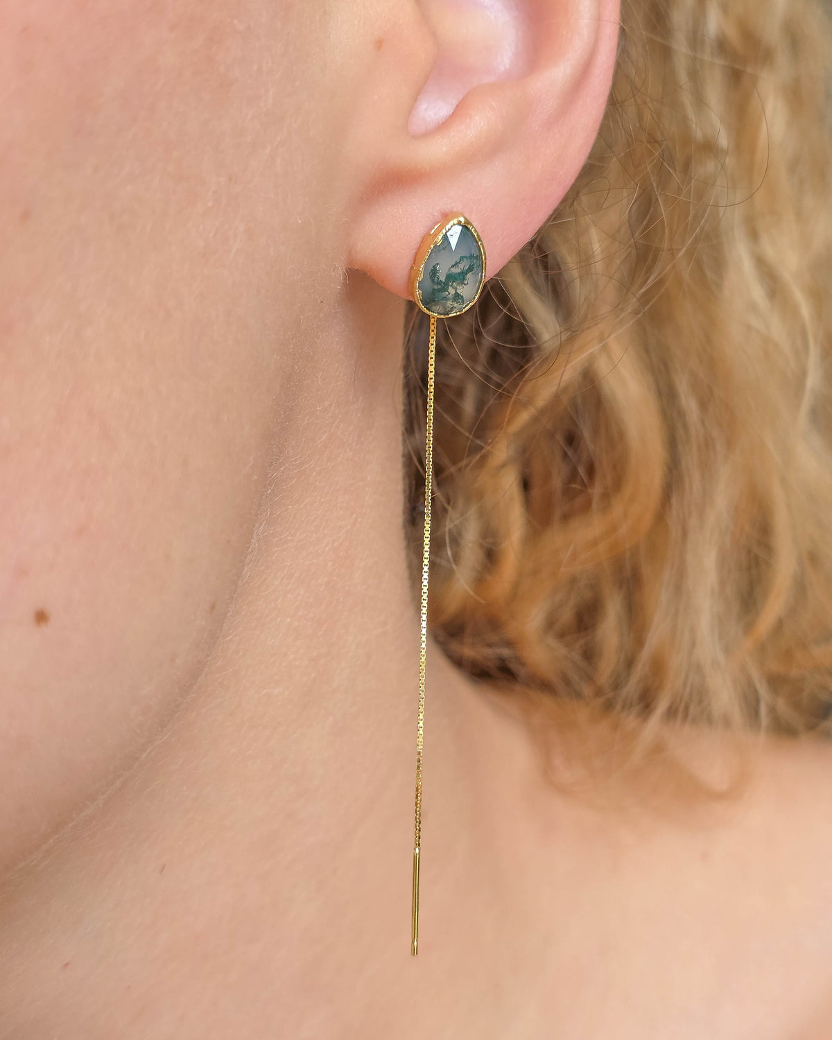 Boucles d'oreille Agate mousse, Poire
