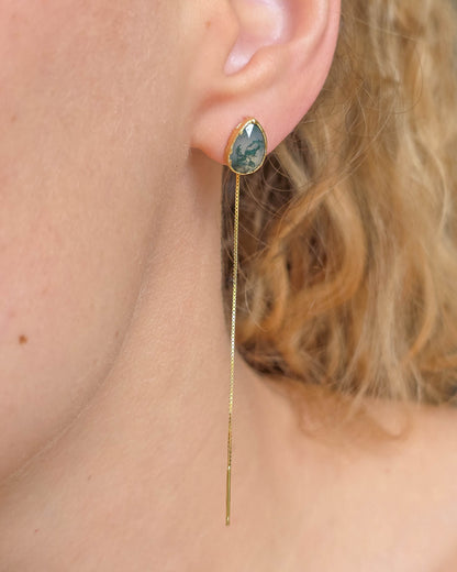 Boucles d'oreille Agate mousse, Poire