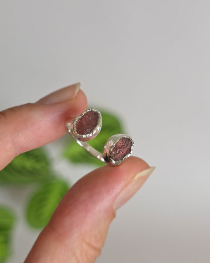 Bague Quartz fraise, réglable T54-56