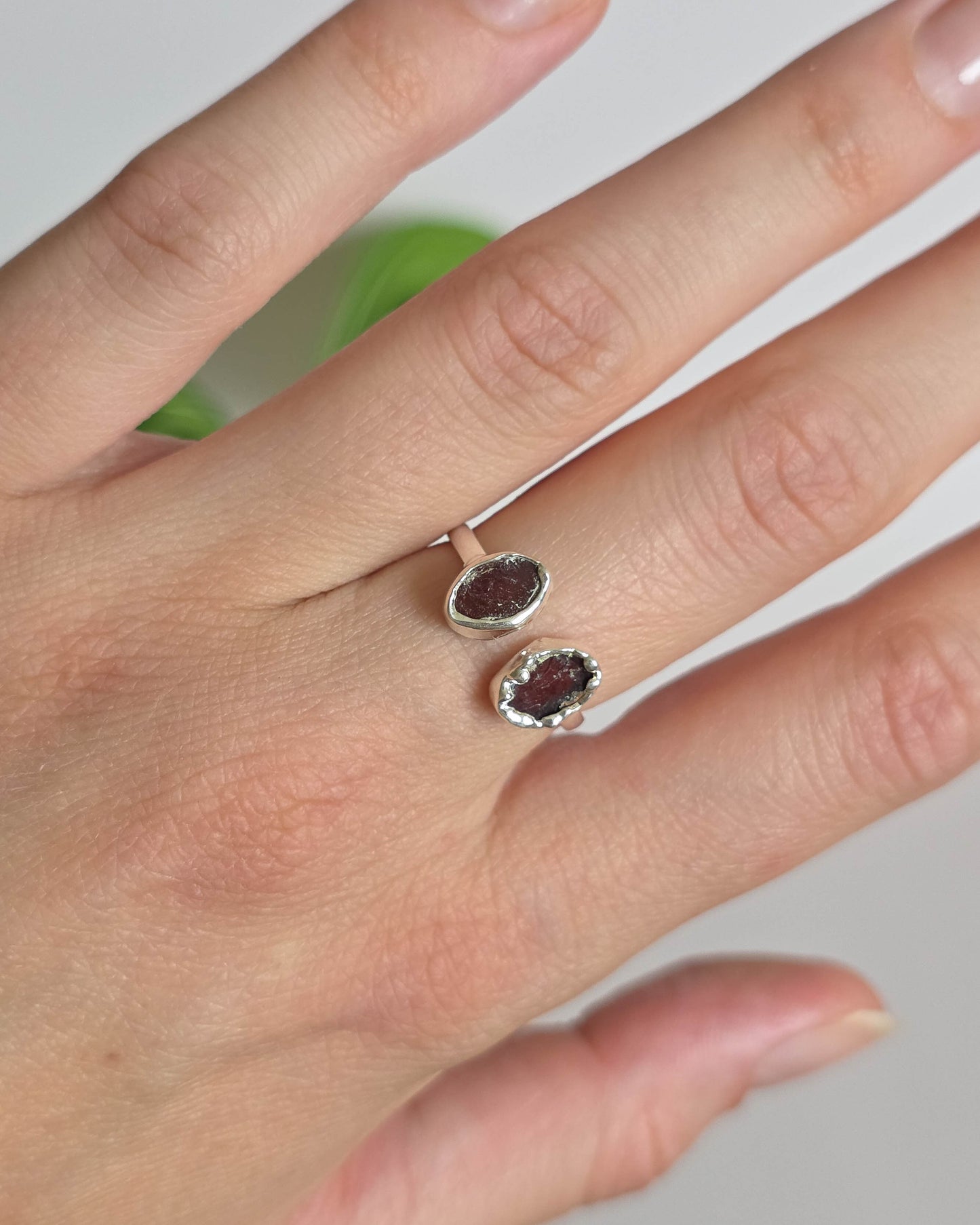 Bague Grenat rouge, réglable T54-55