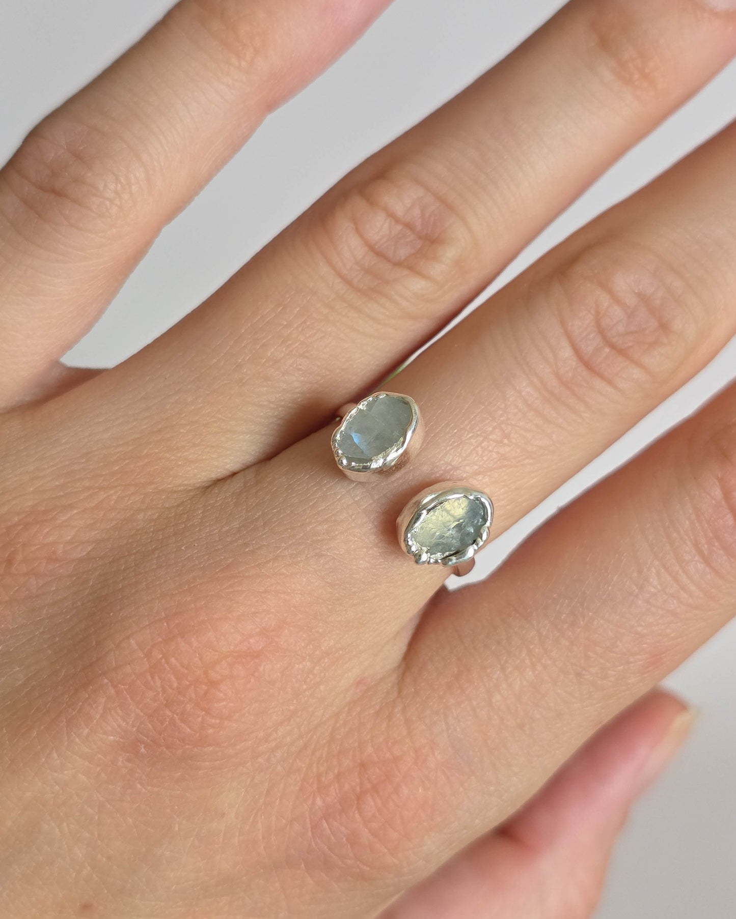 Bague Pierre de lune, réglable T54-56