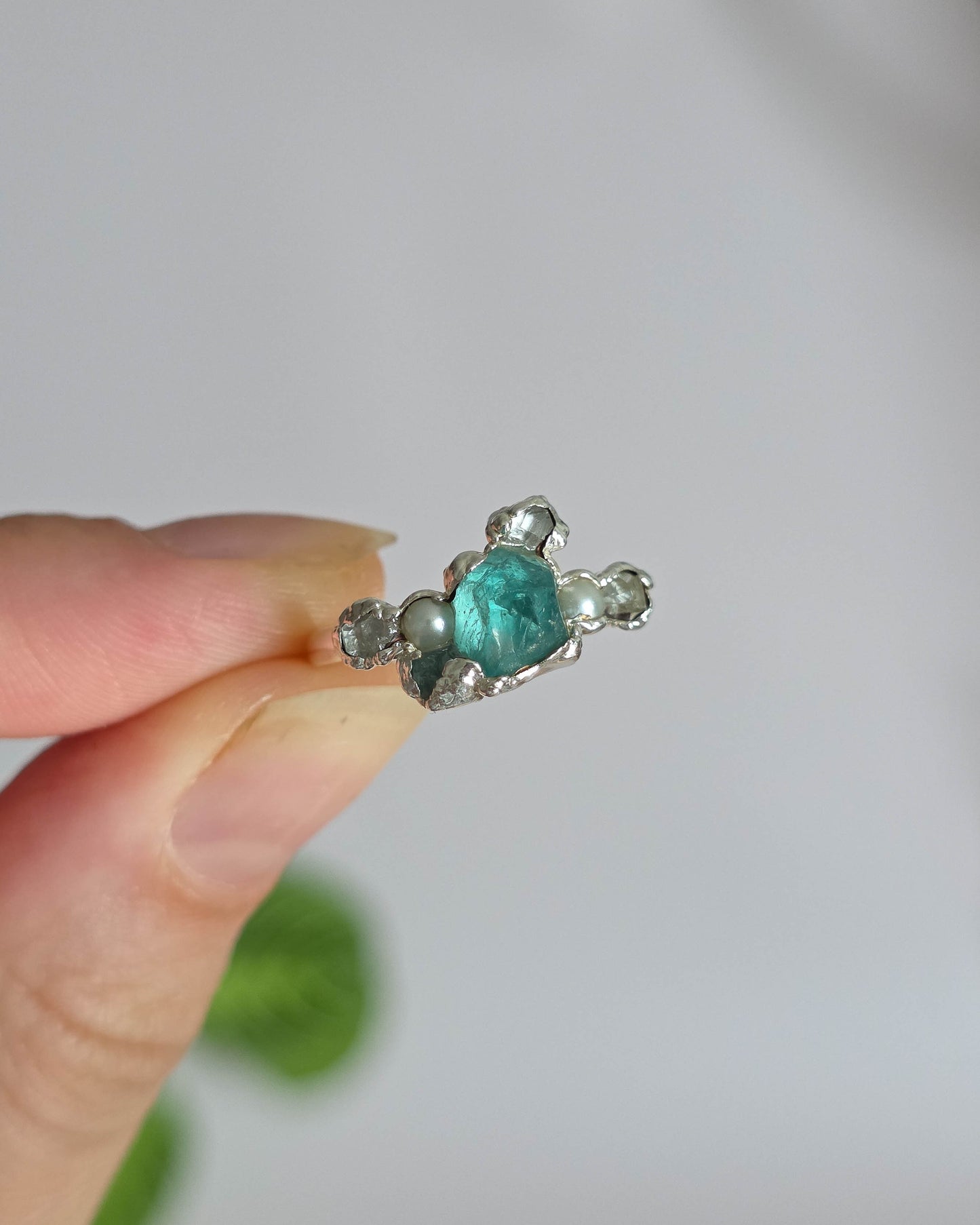Bague Apatite bleue T50