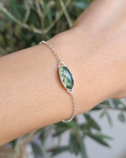 Bracelet Agate mousse, Argent