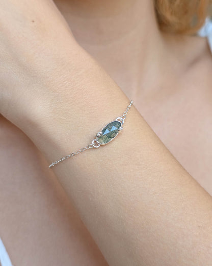 Bracelet Agate mousse, Argent