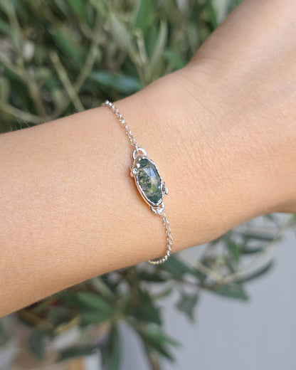 Bracelet Agate mousse, Argent
