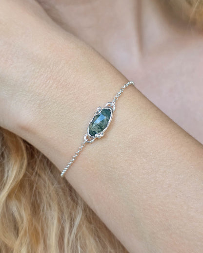 Bracelet Agate mousse, Argent