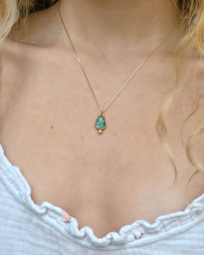 Collier Bleu sel, doré