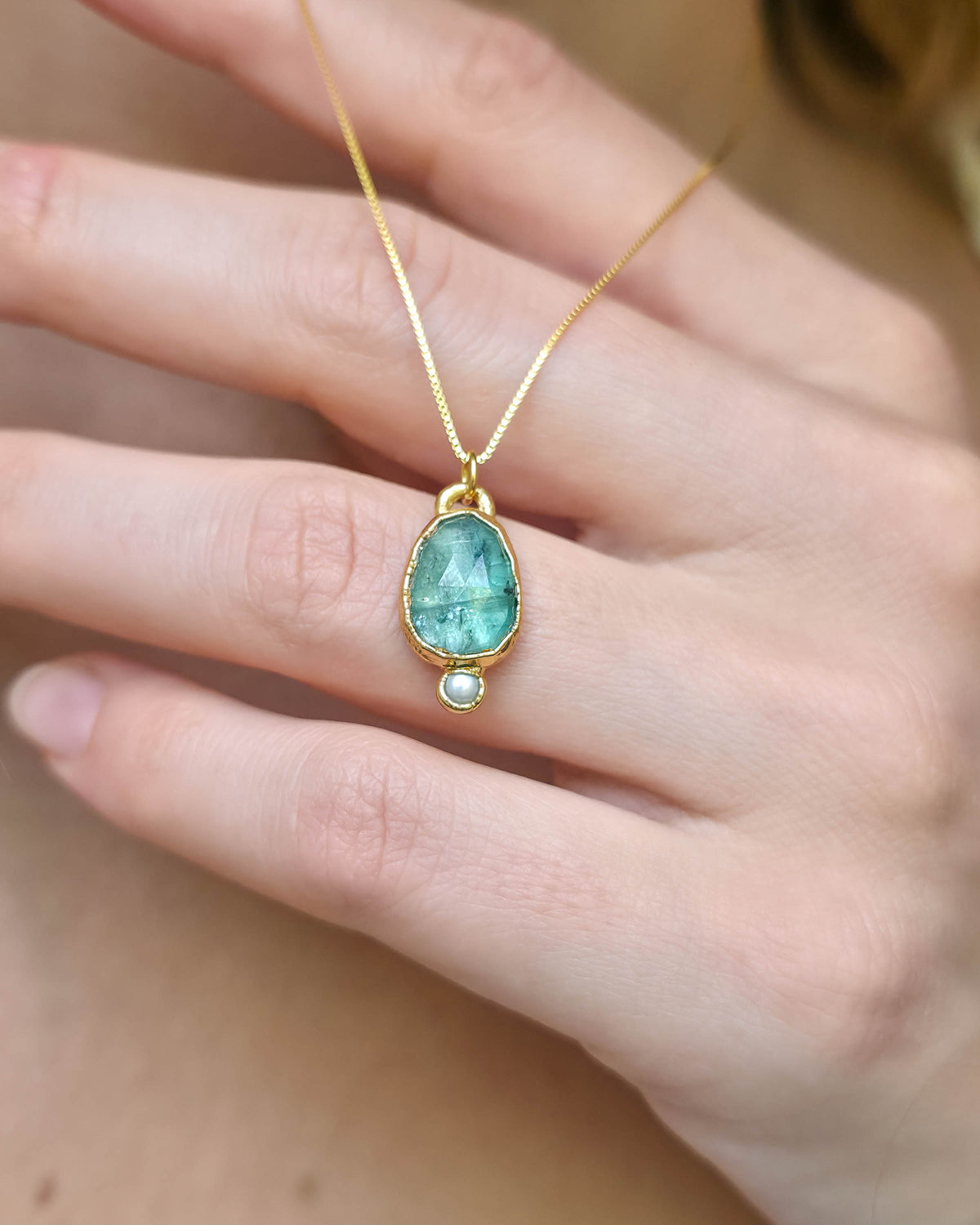 Collier Bleu sel, doré