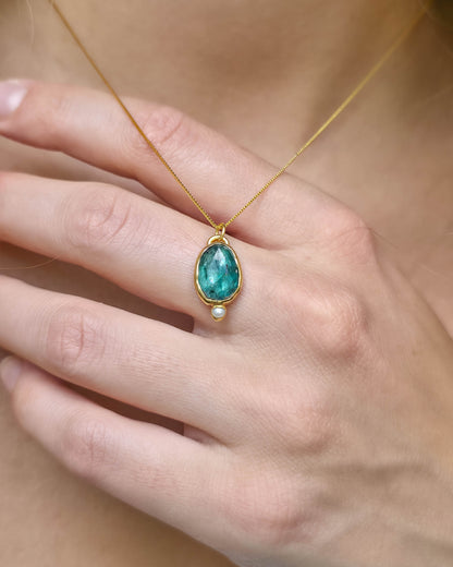 Collier Bleu sel, doré