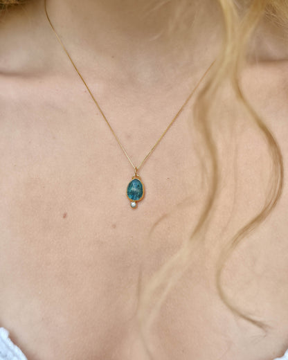 Collier Bleu sel, doré