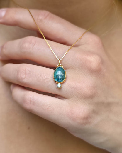 Collier Bleu sel, doré