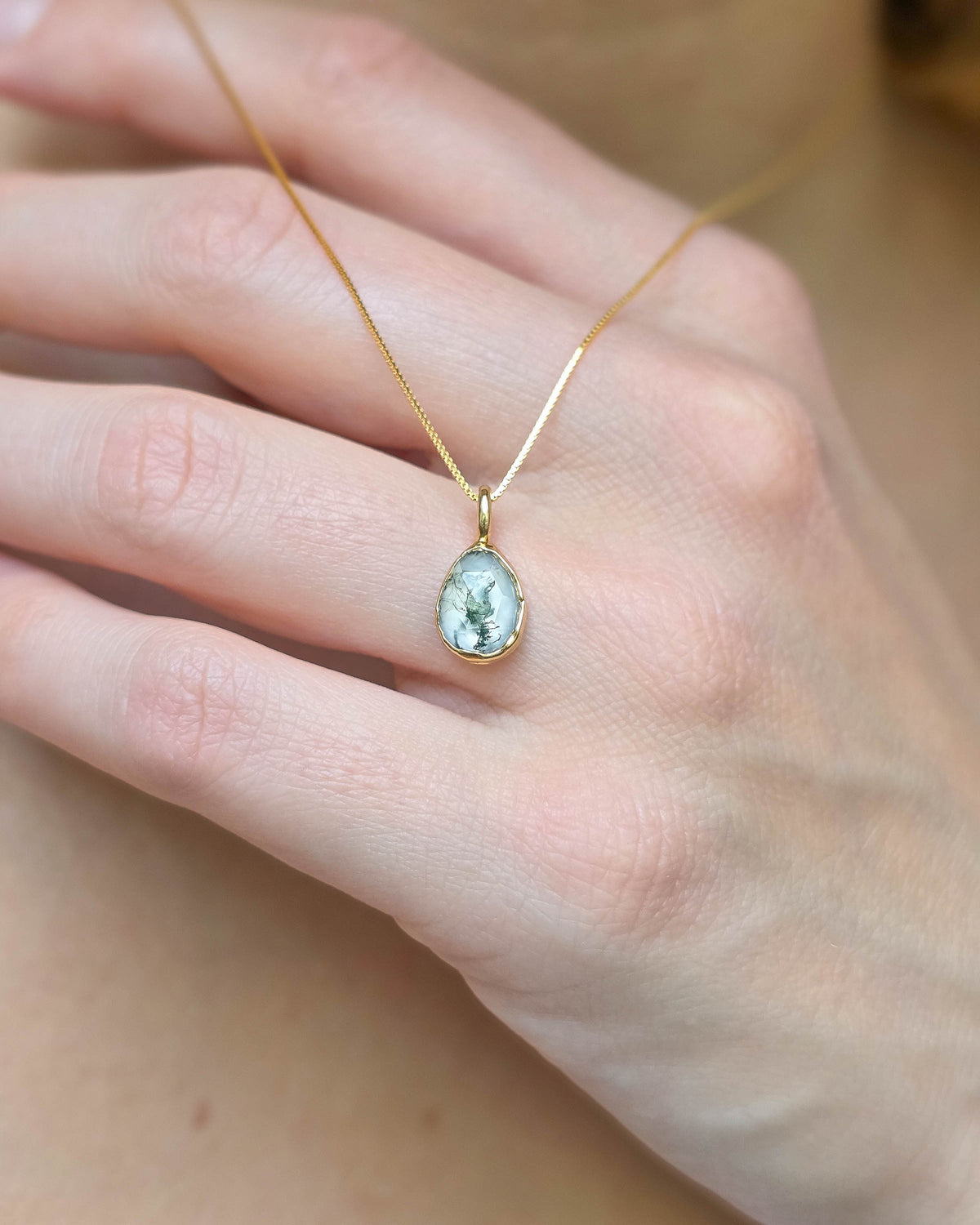 Collier Agate mousse, doré