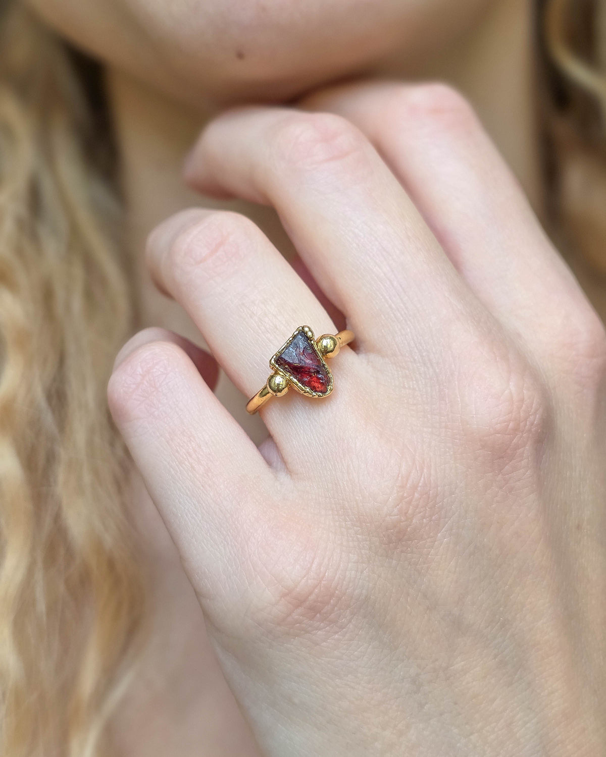 Bague Grenat, Réglable T51/53
