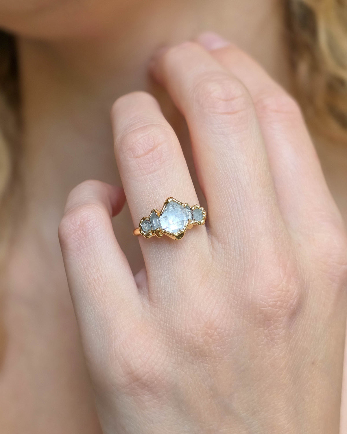 Bague diamant Herkimer, réglable 53/56