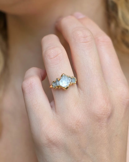 Bague diamant Herkimer, réglable 53/56