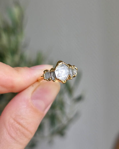 Bague diamant Herkimer, réglable 53/56